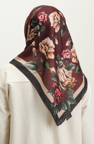 Flower Patterned Soft Scarf 2066-06 Plum 2066-06