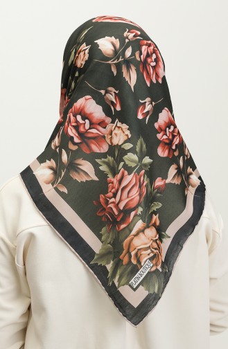 Flower Patterned Soft Scarf 2066-08 Khaki 2066-08