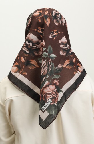 Flower Patterned Soft Scarf 2066-09 Dark Brown 2066-09