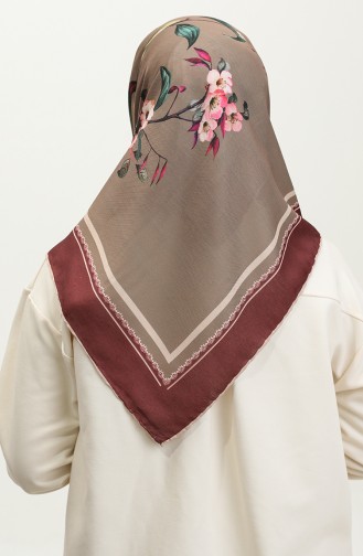 Flower Patterned Soft Scarf 2068-04 Dark Beige 2068-04