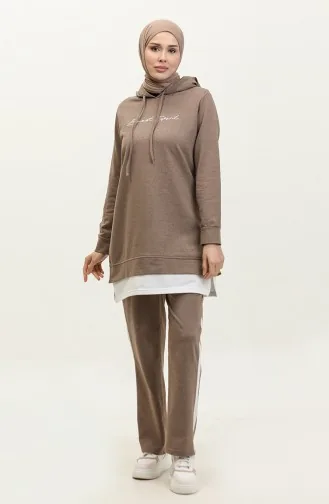 Color Garnished Tracksuit 3080-01 Mink 3080-01