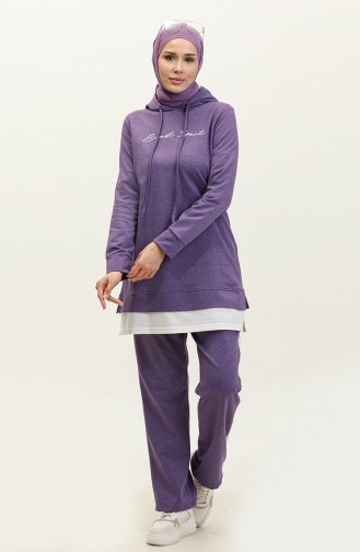 Color Garnished Tracksuit 3080-06 Dark Lilac 3080-06