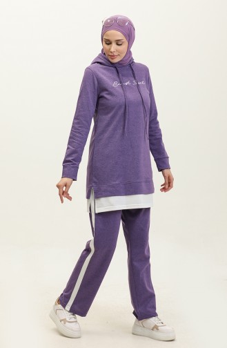 Color Garnished Tracksuit 3080-06 Dark Lilac 3080-06