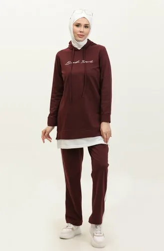 Color Garnished Tracksuit 3080-08 Plum 3080-08
