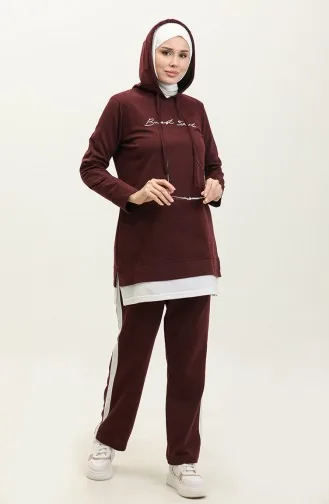 Color Garnished Tracksuit 3080-08 Plum 3080-08