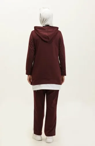 Color Garnished Tracksuit 3080-08 Plum 3080-08