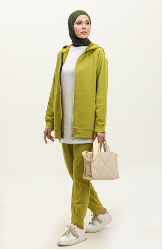 Survêtement Femme Détail Poches Et Capuche 1602-01 Vert Olive 1602-01