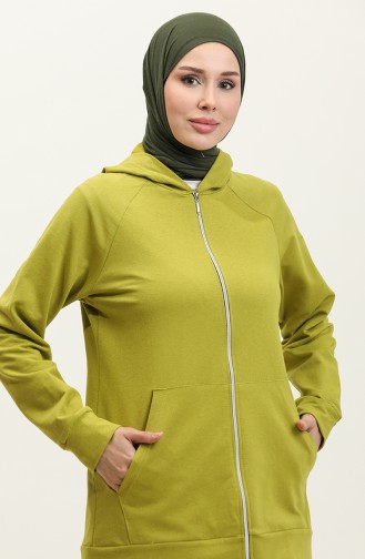 Hooded Pocket Detailed Women`s Tracksuit 1602-01 Olive Green 1602-01