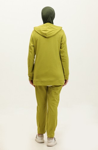 Hooded Pocket Detailed Women`s Tracksuit 1602-01 Olive Green 1602-01