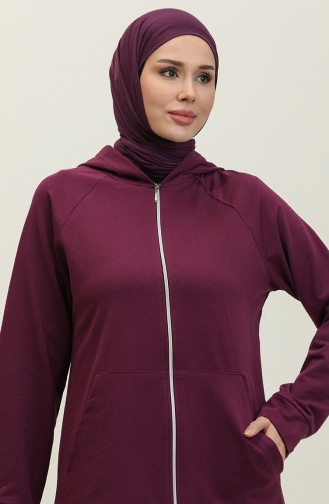 Hooded Pocket Detailed Women`s Tracksuit 1602-02 Purple 1602-02