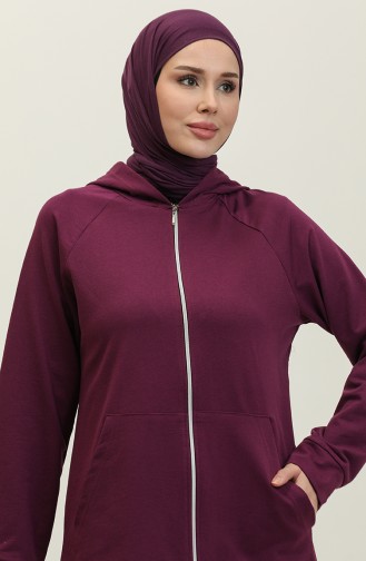 Survêtement Détail Poches à Capuche Pour Femme 1602-02 Pourpre 1602-02