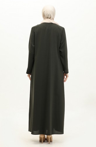 Abaya Pierre Imprimée Grande Taille 5066-03 Khaki 5066-03