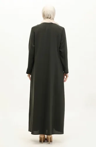 Abaya Pierre Imprimée Grande Taille 5067-03 Khaki 5067-03