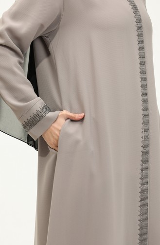 Abaya Pierre Imprimée Grande Taille 5066-06 Vison 5066-06