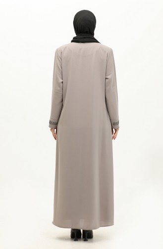 Abaya Pierre Imprimée Grande Taille 5066-06 Vison 5066-06