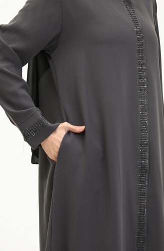 Groot Formaat Abaya Met Steenprint 5067-06 Gerookt 5067-06