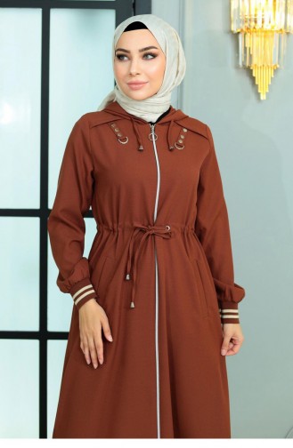 Abaya Taba Lacée à Taille Zippée 19167 15028