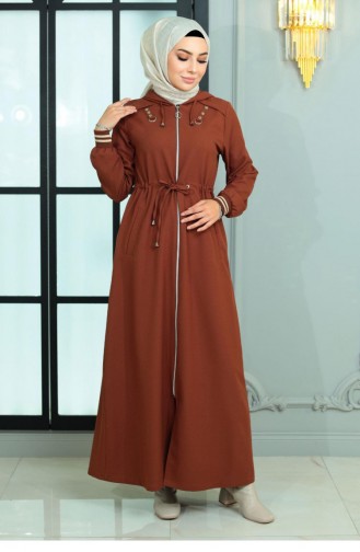 Abaya Taba Lacée à Taille Zippée 19167 15028