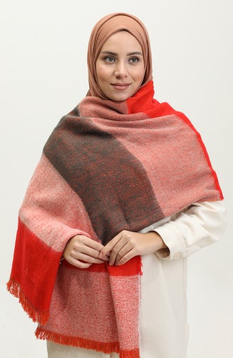 Patterned Shoulder Shawl 2069-02 Orange Beige 2069-02