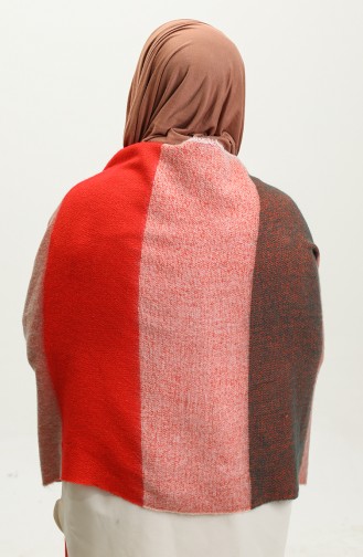 Patterned Shoulder Shawl 2069-02 Orange Beige 2069-02