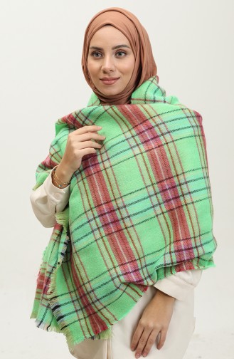 Patterned Shoulder Shawl 2069B-01 Green Pink 2069B-01