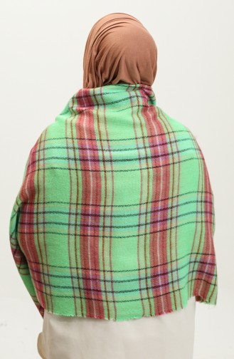 Patterned Shoulder Shawl 2069B-01 Green Pink 2069B-01