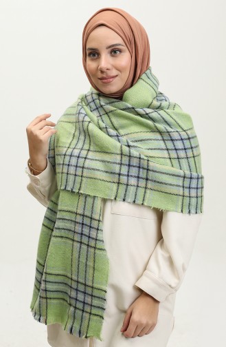 Patterned Shoulder Shawl 2069B-04 Light Green Black 2069B-04