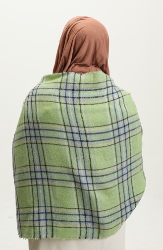 Patterned Shoulder Shawl 2069B-04 Light Green Black 2069B-04