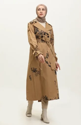 معطف مطر موسمي من القطن منقوش بالزهور من جميلة 6501.Kamel