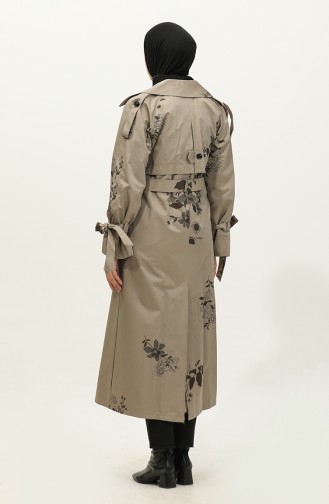 معطف مطر موسمي من القطن منقوش بالزهور من جميلة زيتوني 6501.Olive