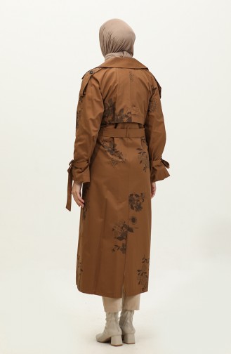 Jamila Saison-Trenchcoat Aus Baumwolle Mit Blumenmuster Braun 6501.Taba