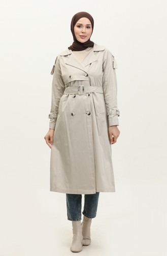 Jamila Trench-coat En Gabardine De Coton Saisonnier à Manches Raglan Beige 6504.BEJ