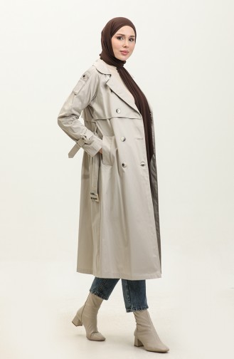 Jamila Trench-coat En Gabardine De Coton Saisonnier à Manches Raglan Beige 6504.BEJ