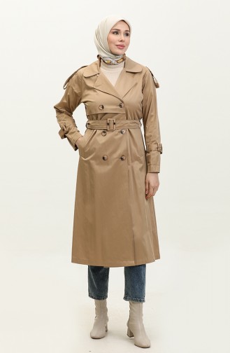 Trench-coat En Gabardine De Coton De Saison à Manches Raglan Jamila Camel 6504.Kamel