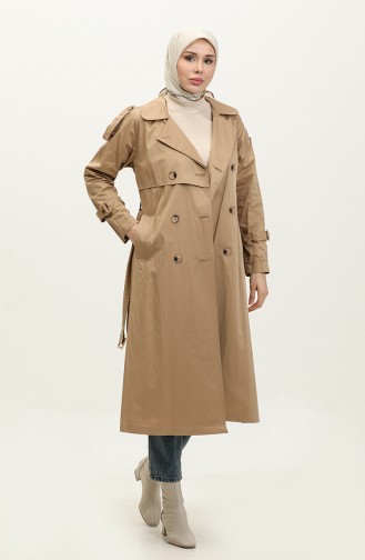 Trench-coat En Gabardine De Coton De Saison à Manches Raglan Jamila Camel 6504.Kamel