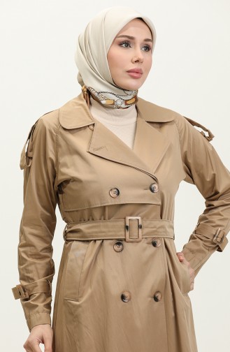 Jamila Seizoensgebonden Trenchcoat Van Katoengabardine Met Raglanmouwen Camel 6504.Kamel