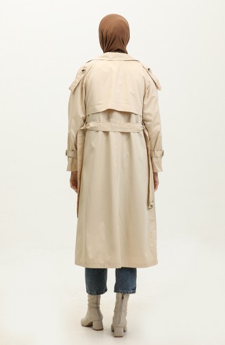 Jamila Raglan Sleeve Seasonal Cotton Gabardine Trench Coat Cream 6504.KREM