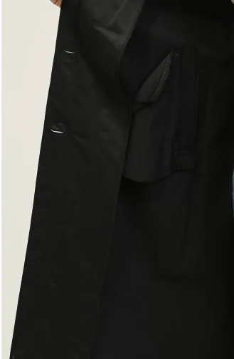 Jamila Trench-coat En Gabardine De Coton Saisonnier à Manches Raglan Noir 6504.SİYAH