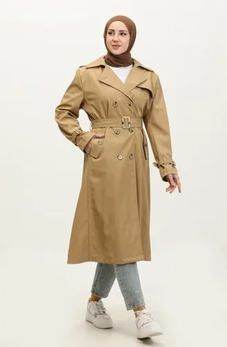 Long Plus Size Women`s Lined Trench Coat Camel 6860.Kamel