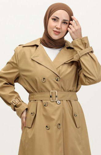 Long Plus Size Women`s Lined Trench Coat Camel 6860.Kamel