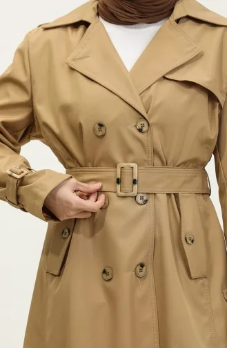 Long Plus Size Women`s Lined Trench Coat Camel 6860.Kamel