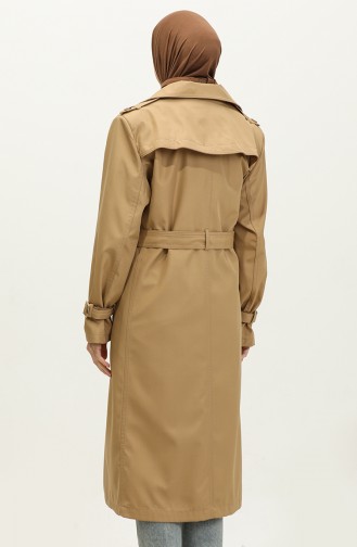 Long Plus Size Women`s Lined Trench Coat Camel 6860.Kamel