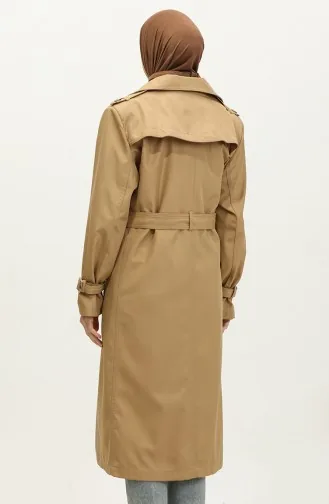 Long Plus Size Women`s Lined Trench Coat Camel 6860.Kamel
