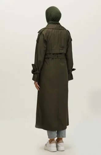 معطف واقٍ من المطر مبطن بزر واحد وأكمام راجلان طويلة موسمية وكاكي 6905.Haki