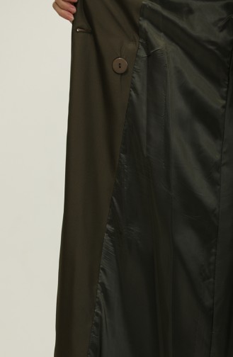 Single Button Raglan Sleeve Long Seasonal Lined Trench Coat Cap Khaki 6905.Haki