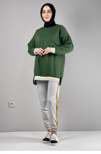008Wst Ribbed Striped Sweat Emerald Green 5593