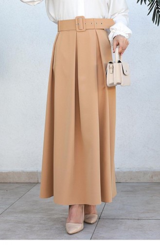 5053Nrs Pileli Etek Bej