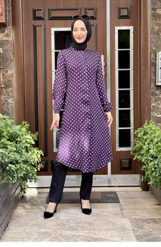 0152Sgs Polka Dot Tuniek Pruim 5753