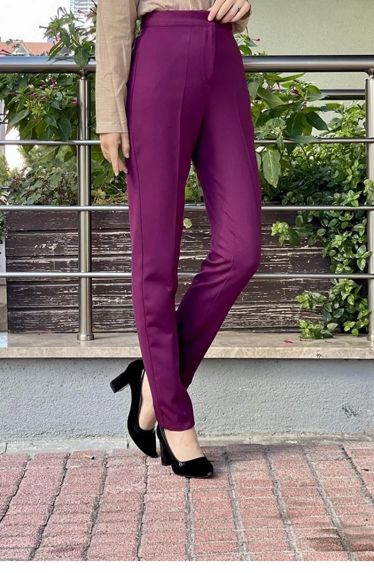6151Nrs Straight Leg Trousers Plum 5858