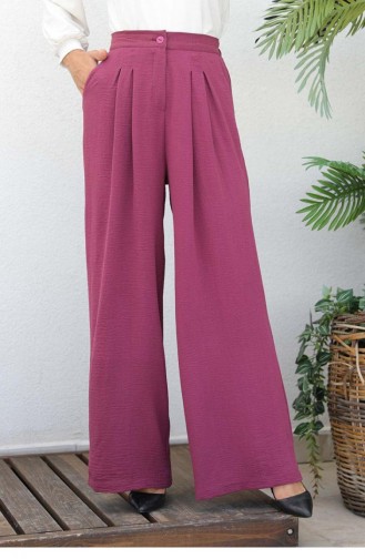 1521Tgm Wide Leg Plus Size Trousers Cherry 5867